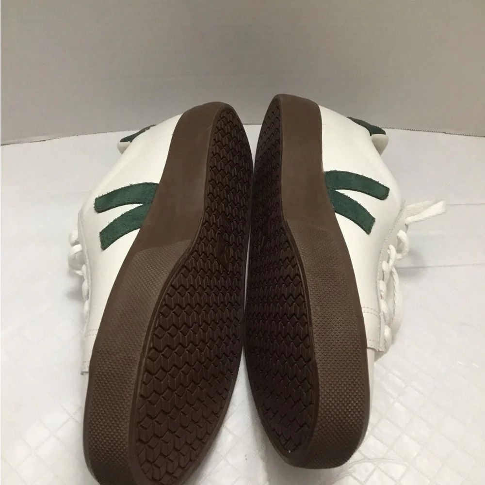 Veja White Sneakers with Green V Logo and Brown Sole